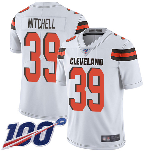 Cleveland Browns Terrance Mitchell Men White Limited Jersey 39 NFL Football Road 100th Season Vapor Untouchable